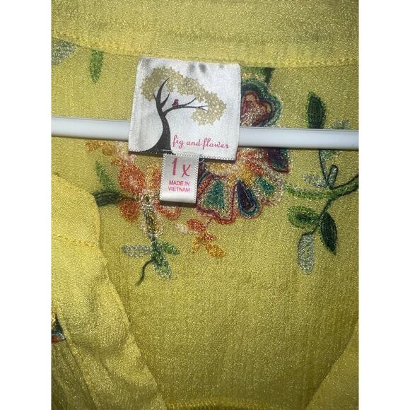 Anthropologie Fig and flower yellow floral tunic top blouse shirt size 1x - Picture 3 of 6